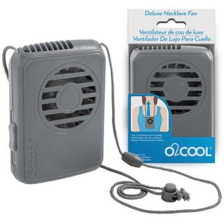 O2COOL Deluxe Necklace 2.5 in. 1-Speed Battery Powered Personal Fan with Lanyard in Gray FN02001