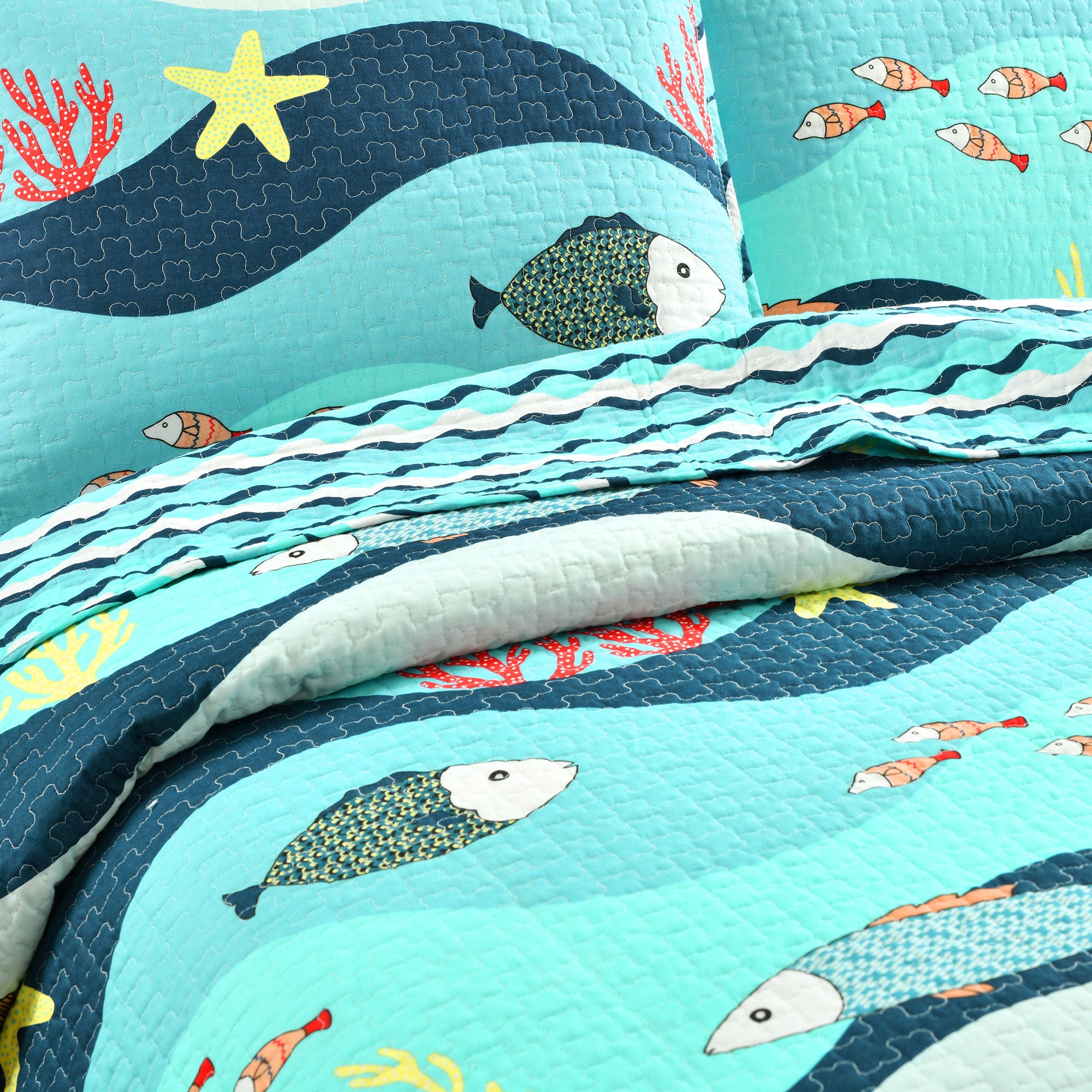 Sea Life 2 Piece Quilt Set Twin Size