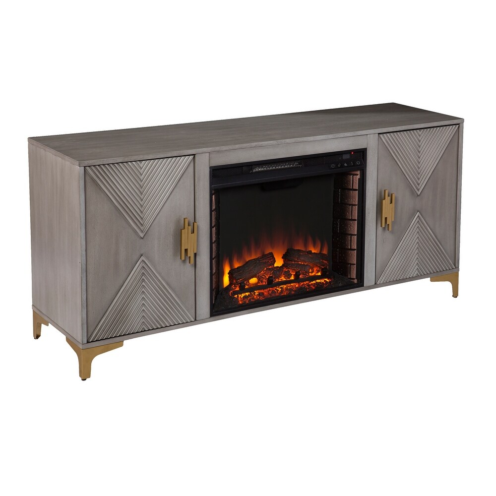 SEI Furniture Lillyvale Contemporary Media TV Stand with Electric Fireplace Insert and Storage