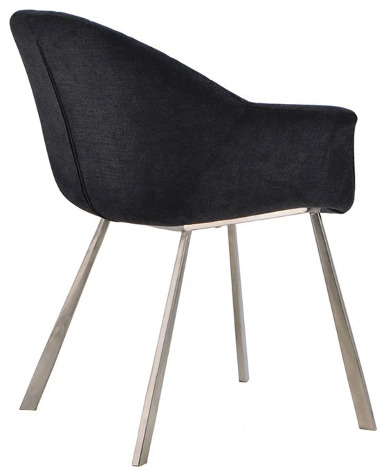 Norina Arm Dining Chair  Charcoal Gray Soft Fabric Cover With Chrome Frame   Midcentury   Dining Chairs   by V.S.D Furniture  Houzz