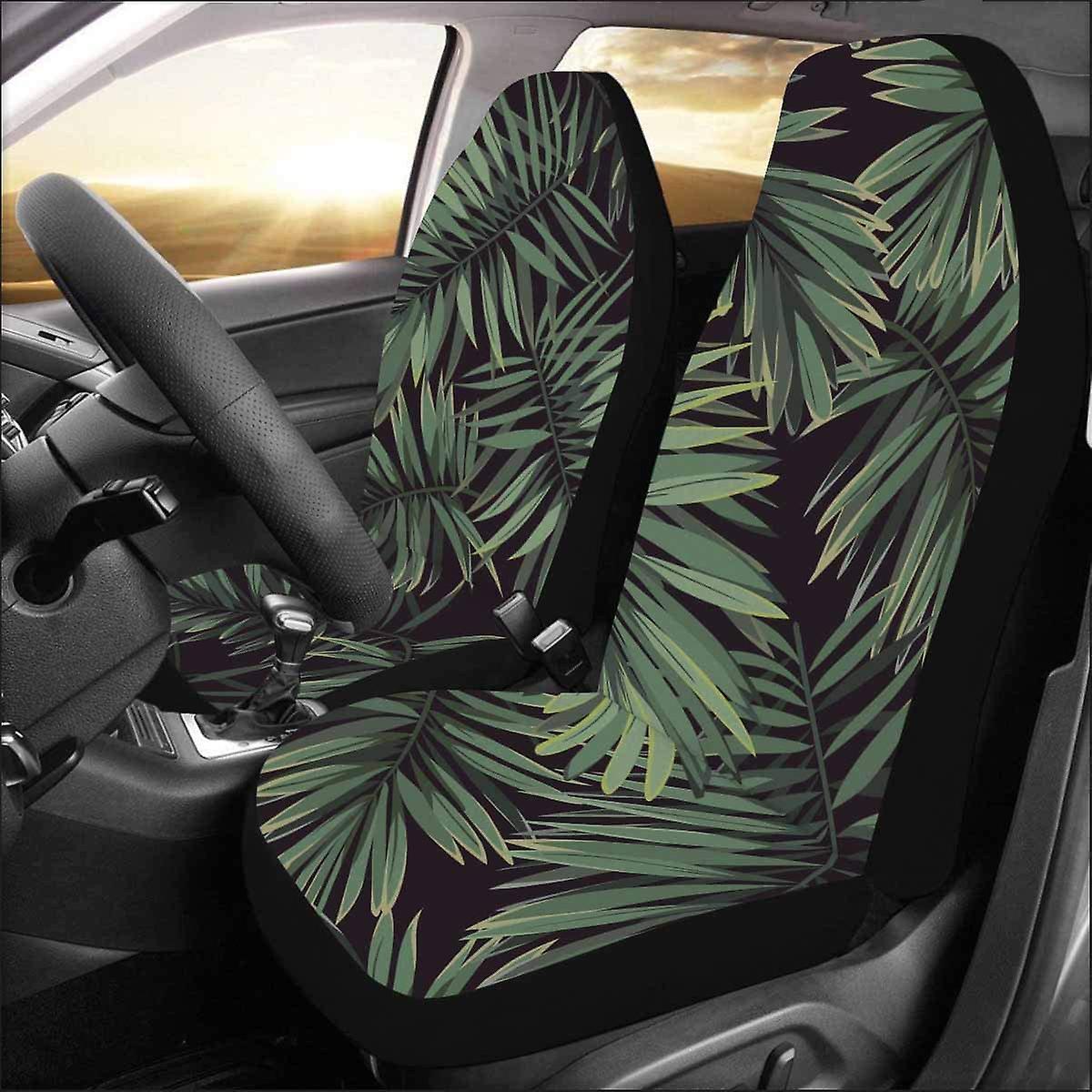 Set Of 2 Car Seat Covers Tropical Exotic Leaves Universal Auto Front Seats Protector Fits For Car，suv Sedan，truck