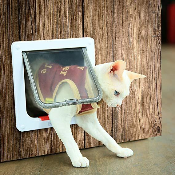 4-Way Locking Flap Pet Door， Suitable for Cat Door and Dog Door of Indoor and Outdoor Safety Passage