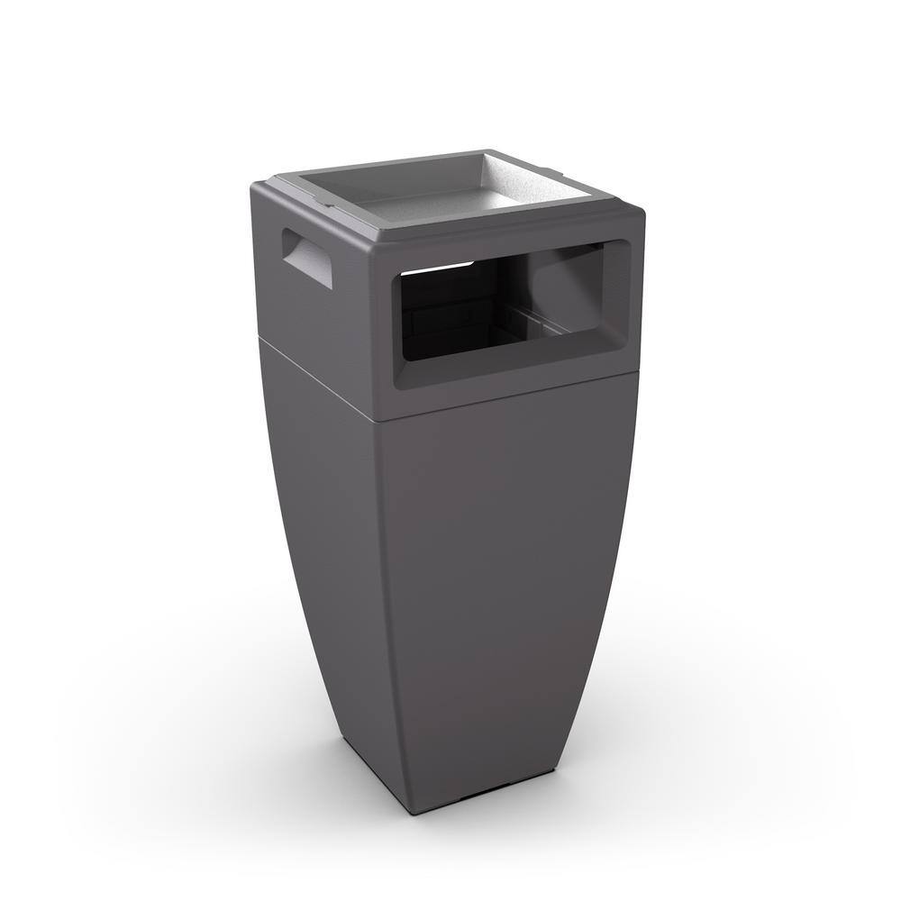 Mayne 24 Gal. Kobi Outdoor Waste Bin with Ash Tray Graphite Grey Commercial Trash Can 8842-GRG