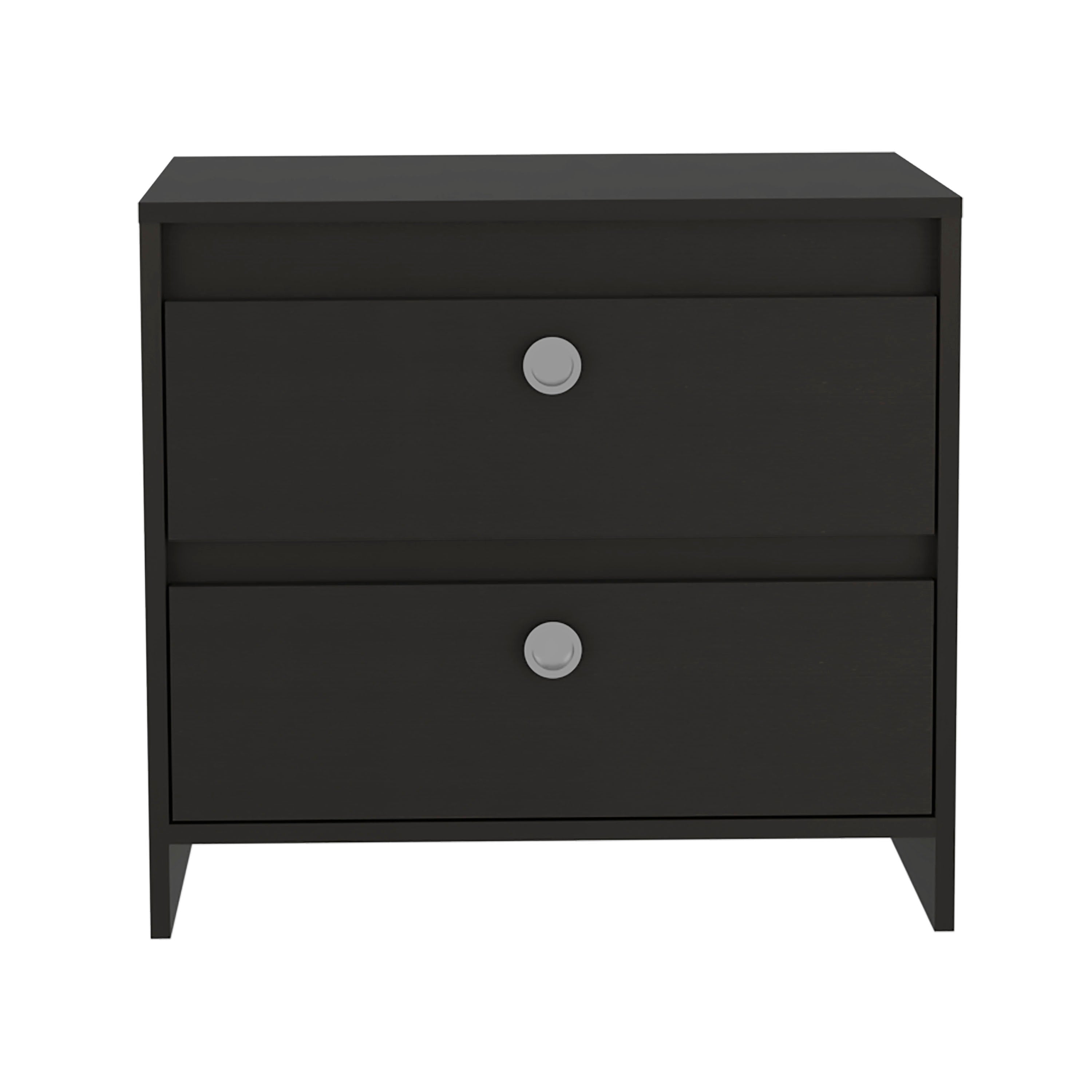 Boahaus Elche Modern Nightstand, Black Painted, 2-Drawers, for Bedroom