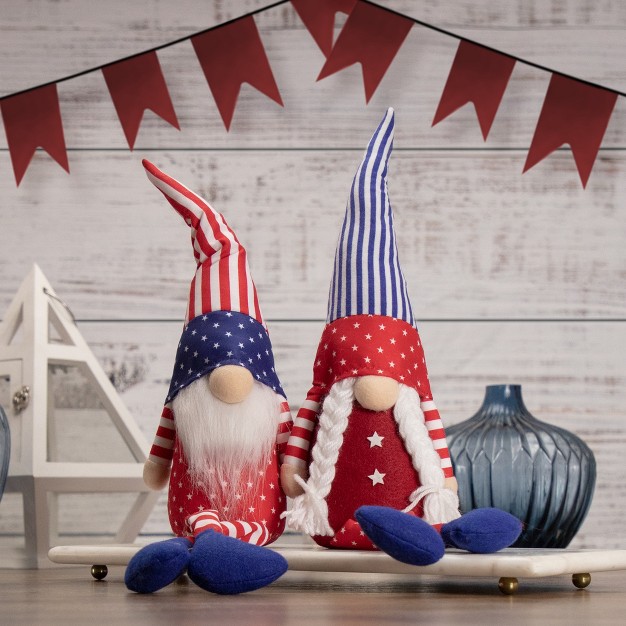 Sitting Patriotic Girl 4th Of July Gnome