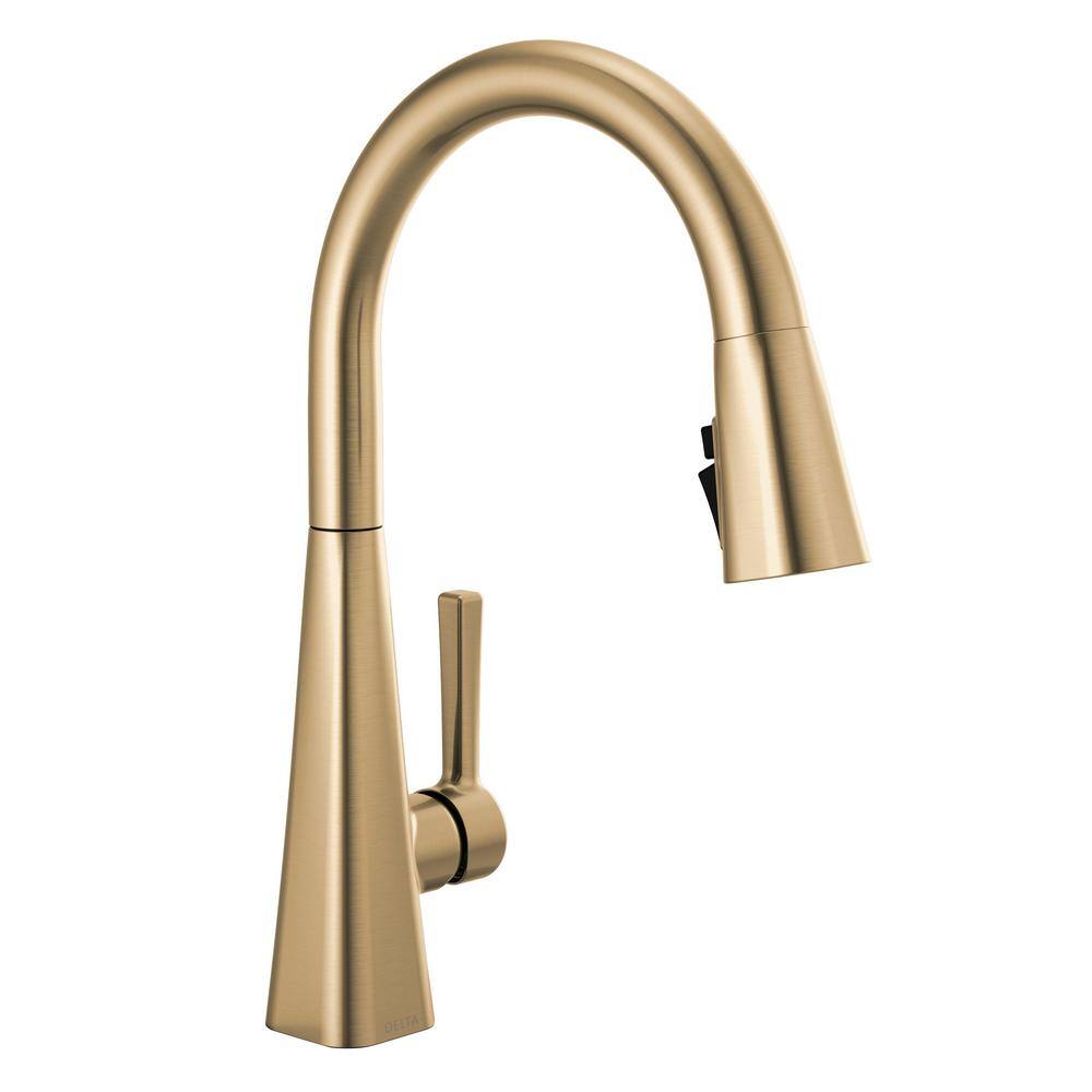 Delta Lenta Single-Handle Pull-Down Sprayer Kitchen Faucet with ShieldSpray Technology in Champagne Bronze 19802Z-CZ-DST