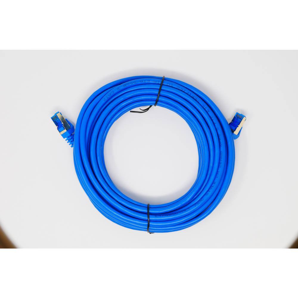 QualGear Ethernet Cable Length 25 ft. 26 AWG 10 Gbps Gold Plated Contacts RJ4599.99% OFC Copper Blue QG-CAT7R-25FT-BLU