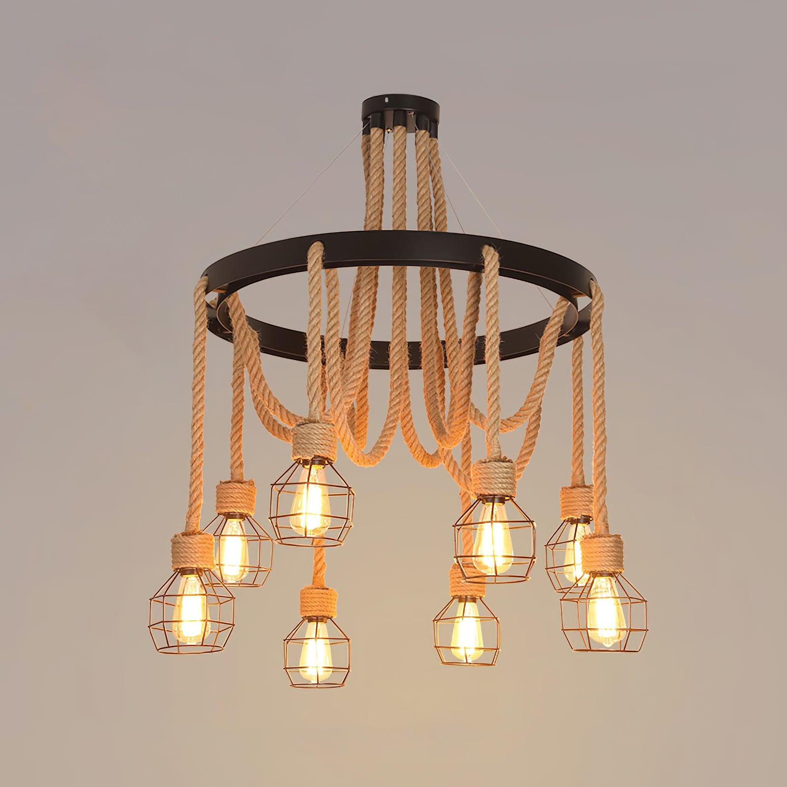 Hemp Rope Industrial Starfall Chandelier