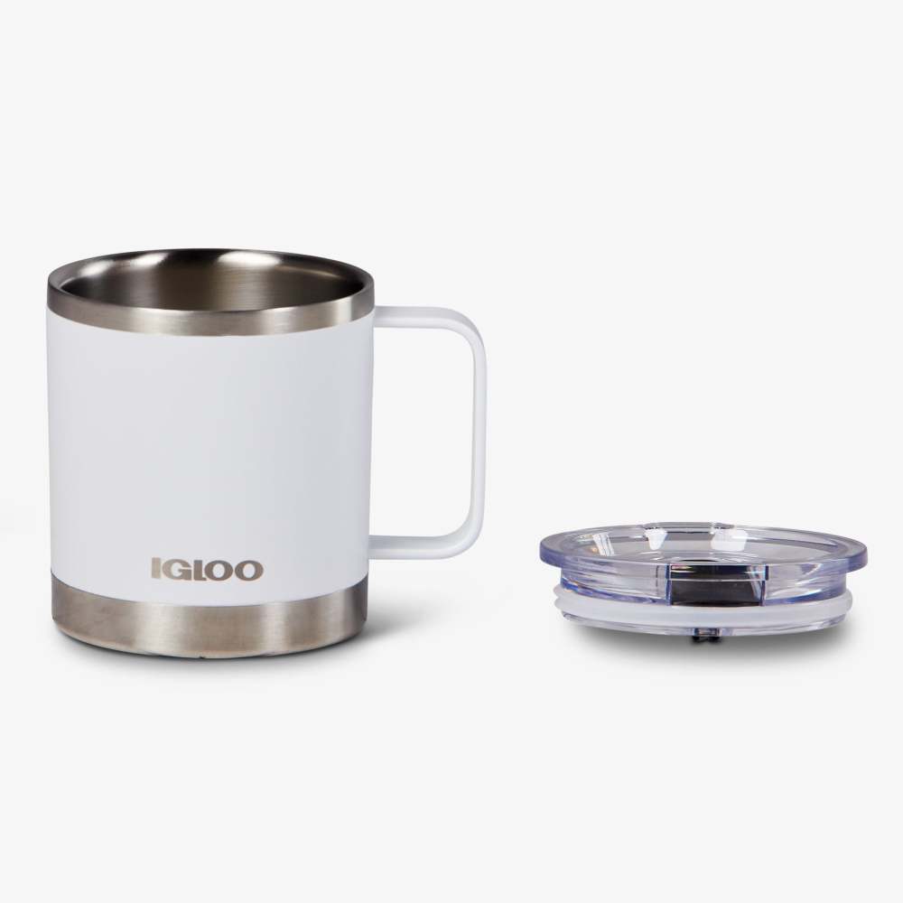 Igloo Mug Reusable Hot/Cold Stainless Steel White 13.5oz ;