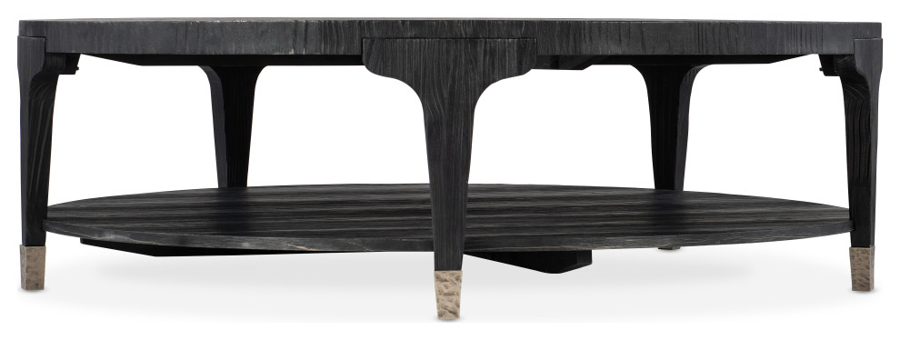 Hooker Furniture Chapman Veneers Shou Sugi Ban Round Cocktail Table in Black   Transitional   Coffee Tables   by Hooker Furniture  Houzz