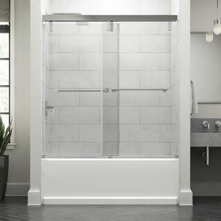 Delta Lyndall 60 x 59-14 in. Frameless Mod Soft-Close Sliding Bathtub Door in Chrome with 38 in. (10mm) Clear Glass SD3442361