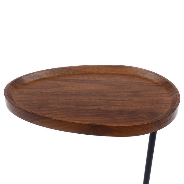 C-Shaped Side Table Walnut Multi-Purpose Table - 11.8