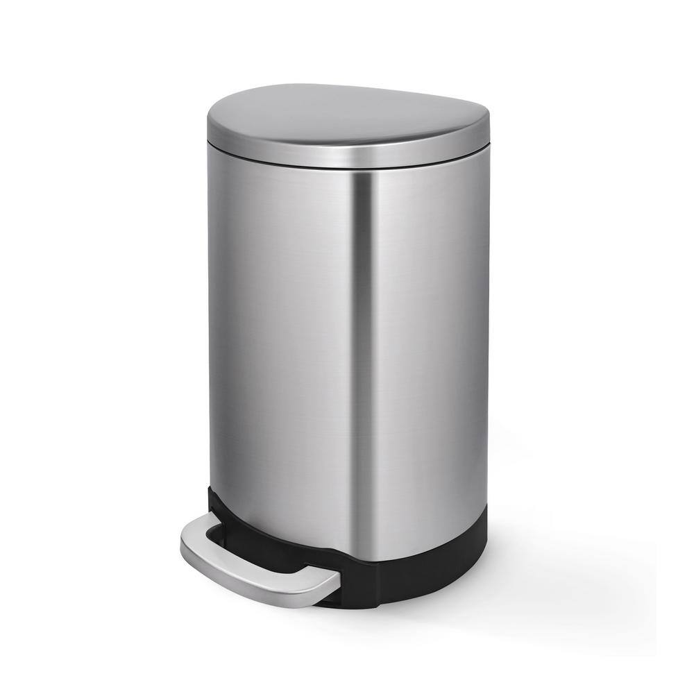 Innovaze 1.6 Gal.6-Liter Fingerprint Free Brushed Stainless Steel Semi-Round Step-On Trash Can MGCS-A1812430006