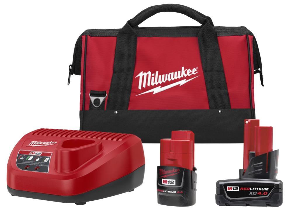 Milwaukee M12 REDLITHIUM CP 2.0Ah and XC 4.0Ah Battery and Charger Starter Kit 48-59-2424P from Milwaukee