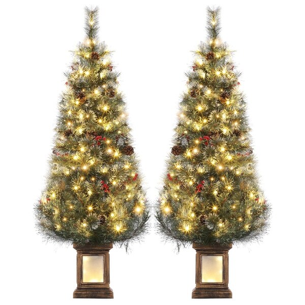 2pcs 4.5ft Artificial Christmas Tree，Prelit Christmas Tree for Party Decoration with 108 Warm White LED Lights