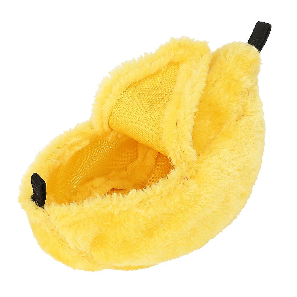 Small Warm Plush Banana Shaped Pet Nest House For Hamster Hammock Bed(yellow)