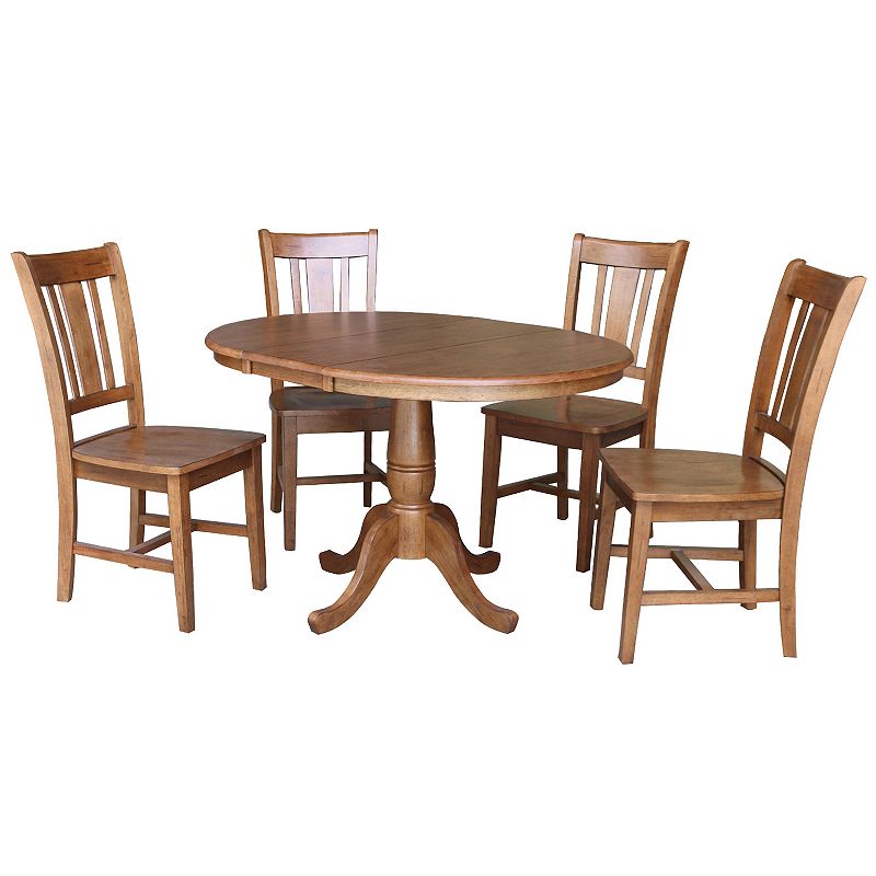 International Concepts Round Pedestal Table and Chair 6-piece Set