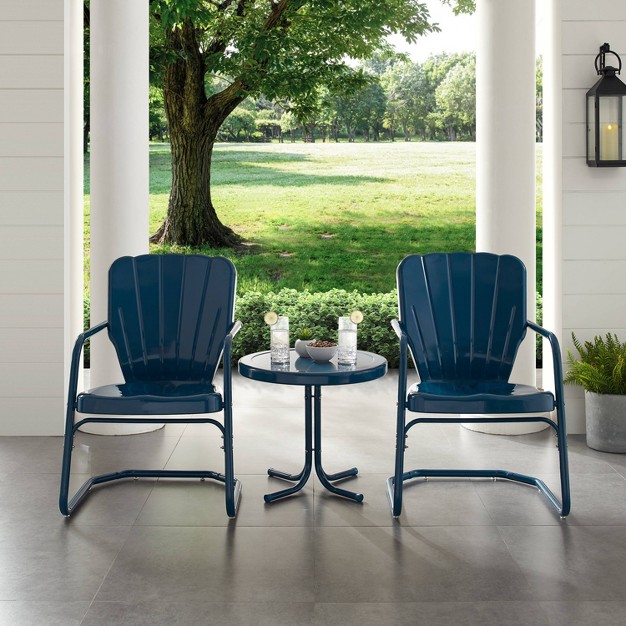 Ridgeland 3pc Outdoor Seating Set Navy Crosley