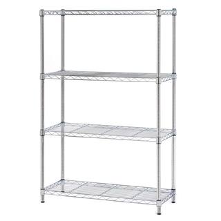 Seville Classics Chrome Plated 4-Tier Heavy Duty Steel Wire Garage Storage Shelving Unit (36 in. W x 56.5 in. H x 14 in. D) SHE15387B