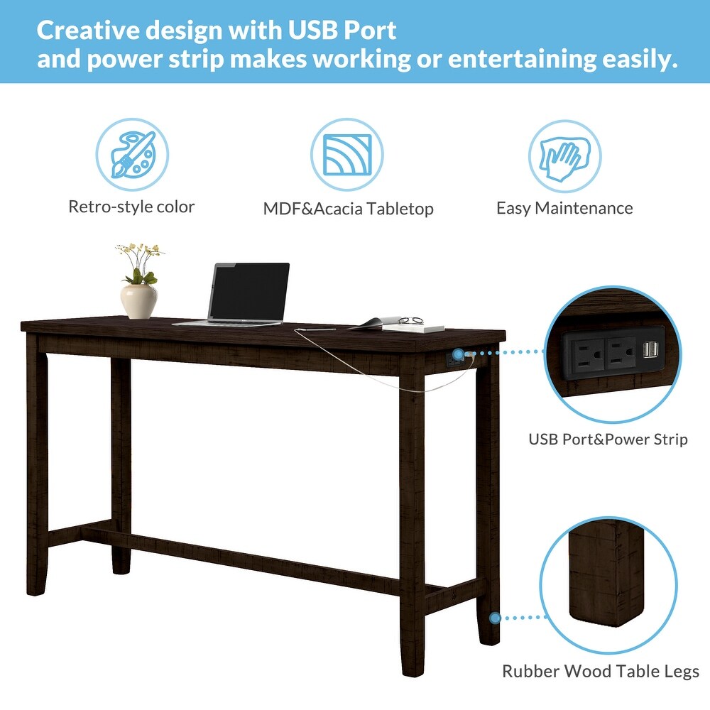 4 Pieces Counter Height Table with Fabric Padded Stools