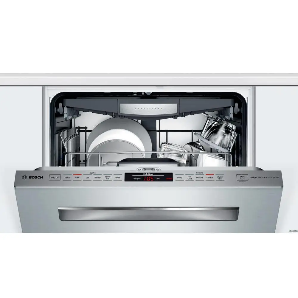 Bosch 800 Series 24 in Top Control Built-In Stainless Steel Dishwasher wCrystalDry Stainless Steel Tall Tub 42dBA 6-Cycles SHPM78Z55N