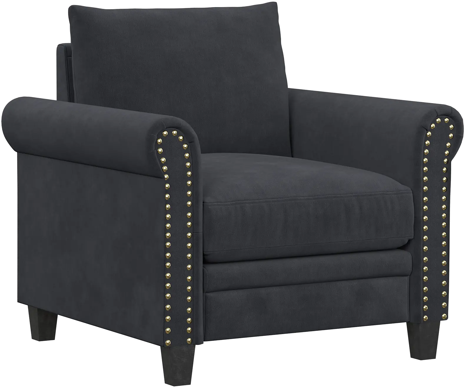 Jay Charcoal Accent Chair with Nail Head Trim