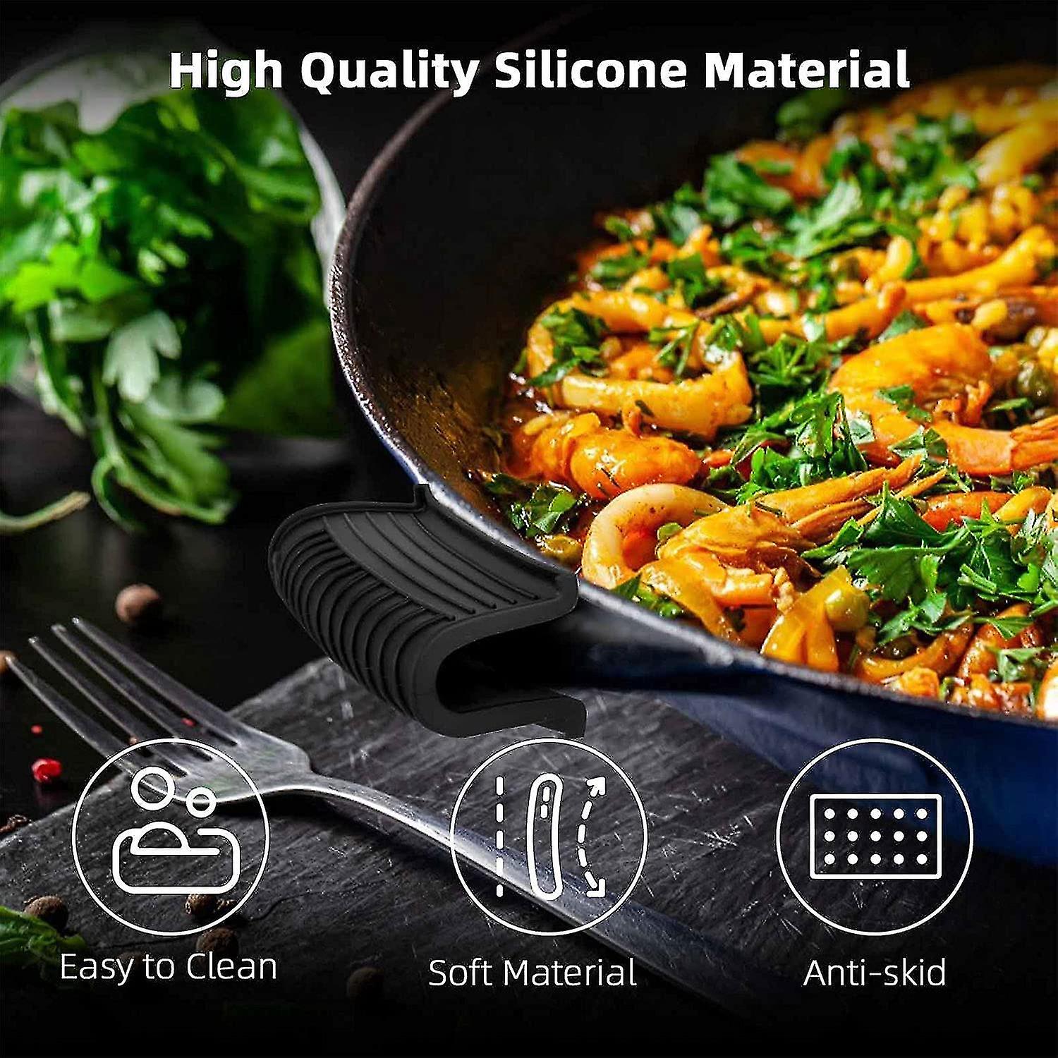 Cast Iron Pan Handle Cover Set， Silicone Pan Support Sleeve， Heat Resistant For Cooking