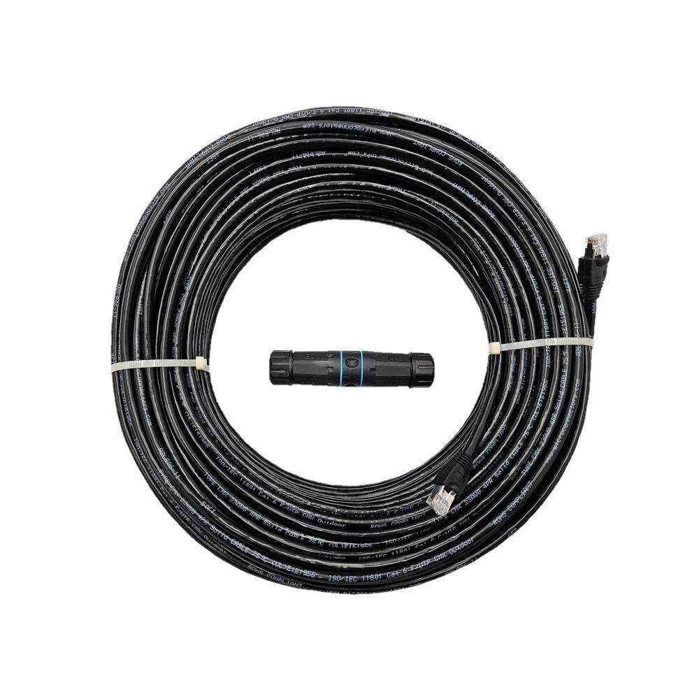 Micro Connectors Inc 200 ft. Cat 6 Outdoor-Rated Shielded Ethernet Cable Kit with Waterproof Coupler in Black E08-200BOU-KT