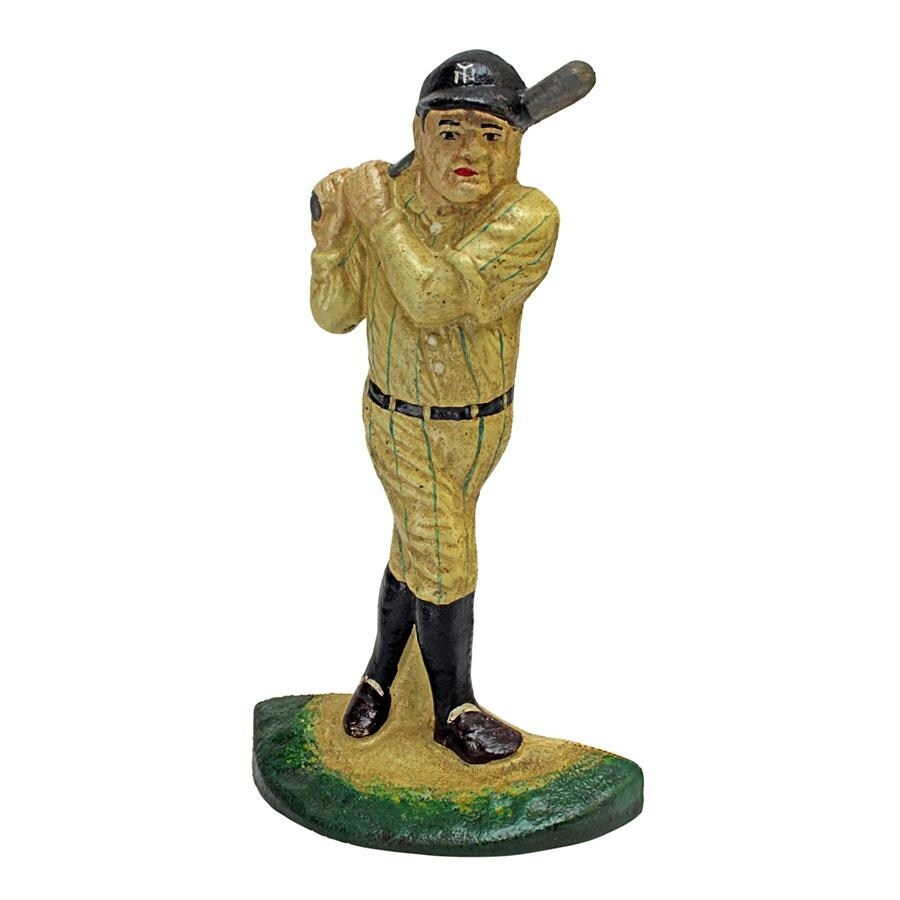 Design Toscano The Greatest Baseball Player Cast Iron Bookend and Sculptural Doorstop   Multi