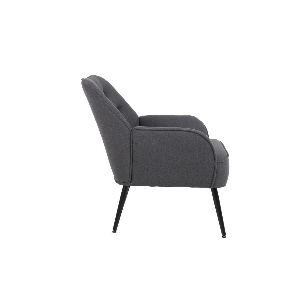 Modern Sloped Arms Armchair Dark Gray Velvet Barrel Chair Lounge Chairs Button Tufted Dining Desk Chairs Single Sofa Side Chairs