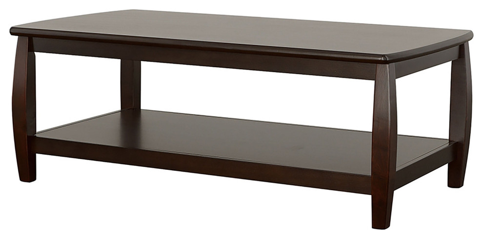 Dixon Rectangular Coffee Table With Lower Shelf Espresso   Modern   Coffee Tables   by Modon  Houzz