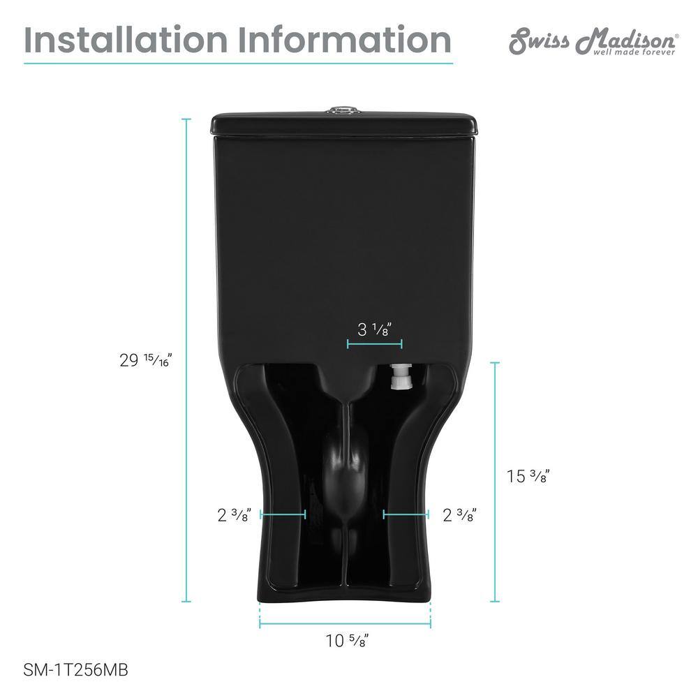 Swiss Madison Carre 1-Piece 0.81.28 GPF Dual Flush Square Toilet in Matte Black Seat Included SM-1T256MB