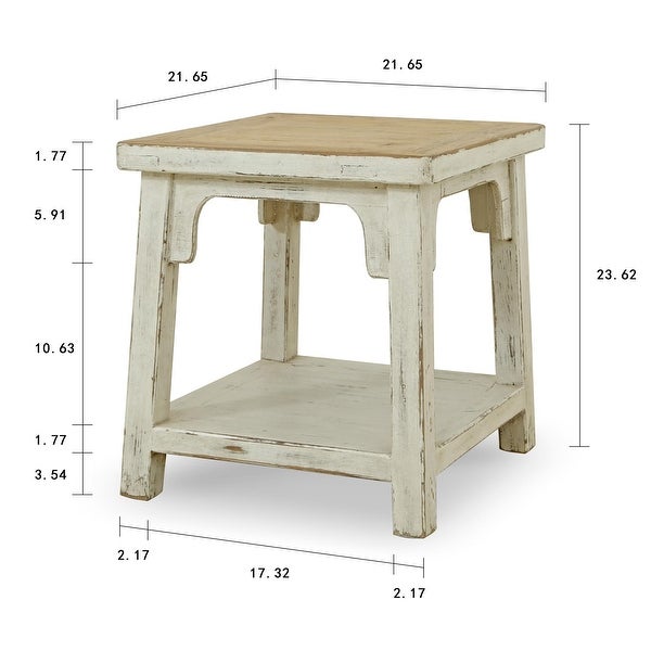 Artissance Amalfi Side Table， 24 Inch Tall， Antique Off White - 22