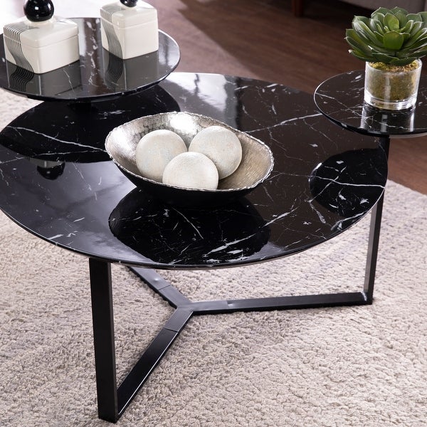 SEI Furniture Saxton Contemporary Black Stone Coffee Table