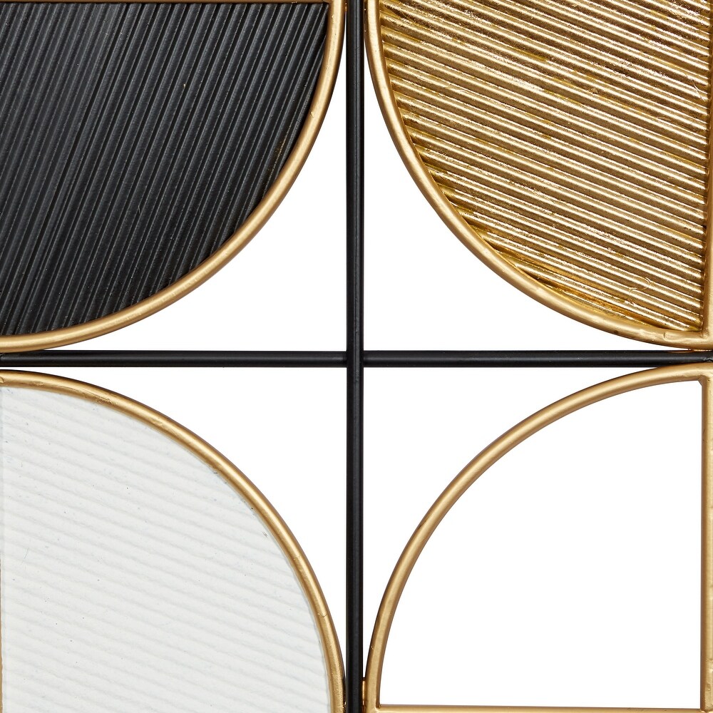 CosmoLiving by Cosmopolitan Black Metal Half Moon Geometric Wall Decor with Gold Detailing