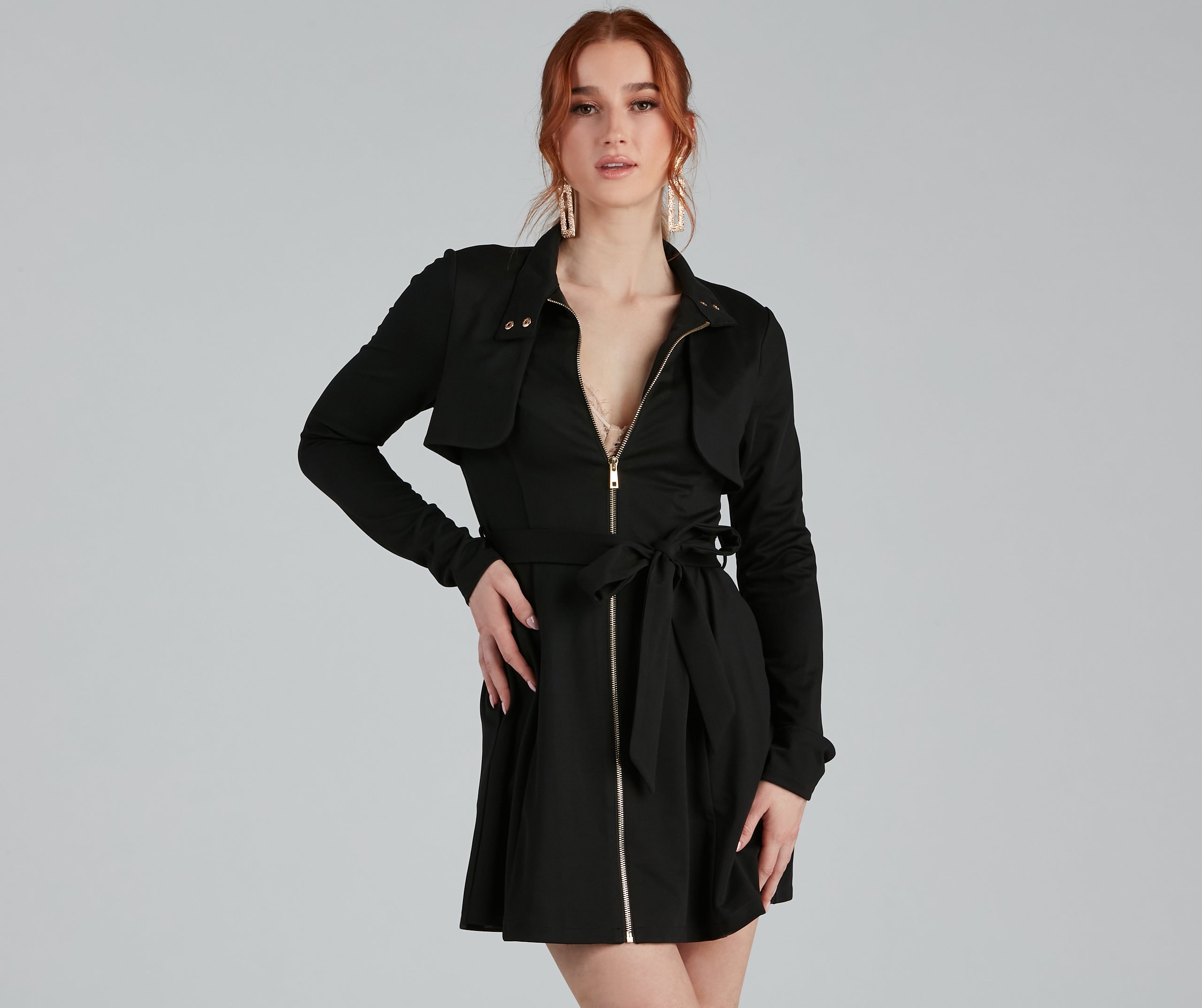 Majorly Chic Belted Trench Dress