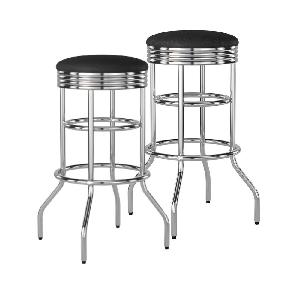 TRINITY Chrome Swivel Bar Stools (Set of 2)