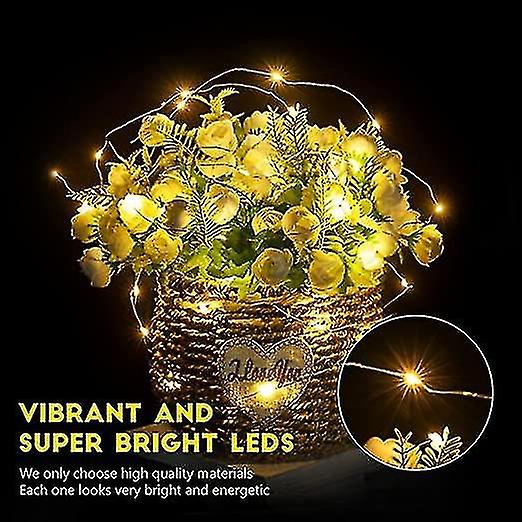 10 Pack Battery Operated Fairy Lights， 2m Led Silver Wire Waterproof String Lights， Warm White