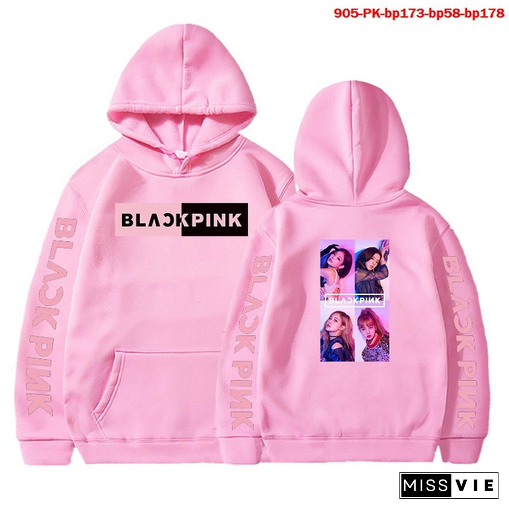 Kpop Blackpink Printed Hoodies Women Casual Personality Hooded Pullover Fashion Outdoor Long Sleeve Sweatshirts