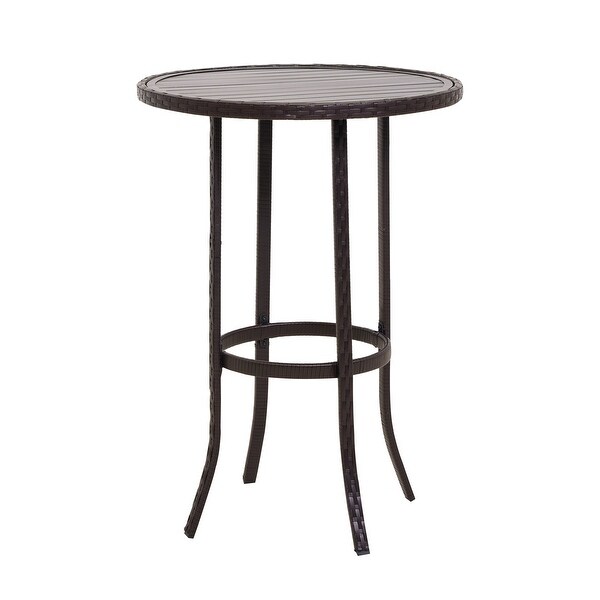 3-Piece Outdoor Wicker Patio Bar Stools with Table Set - Overstock - 35738808