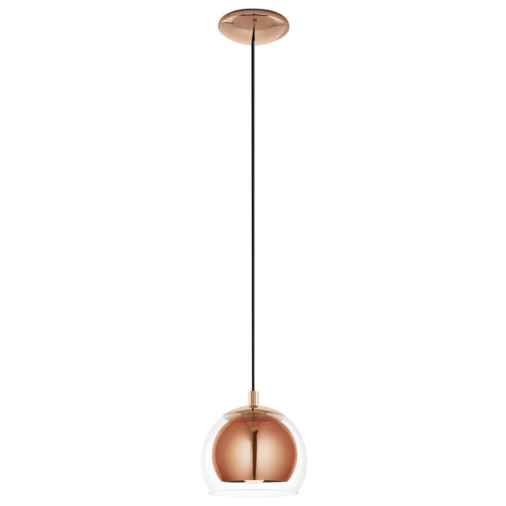 Eglo 94589 Rocamar Copper & Clear Glass Dome Shade Modern Pendant 19cm