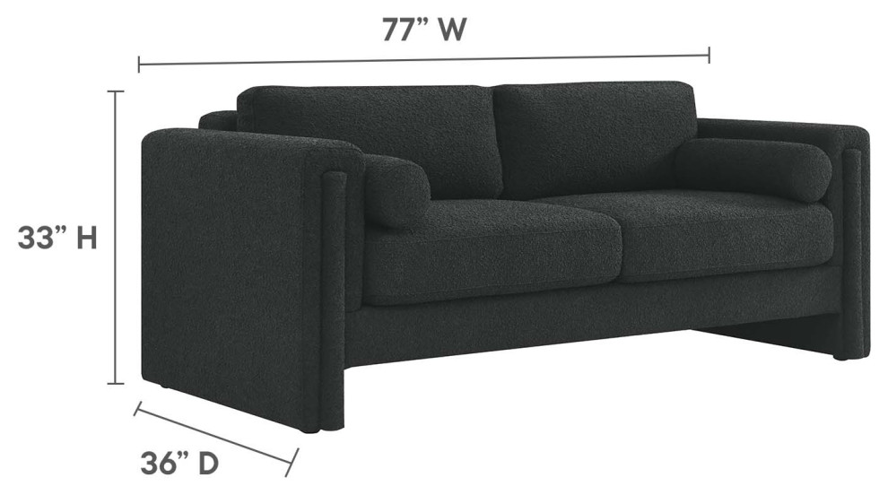 Visible Boucle Fabric Sofa   Black   Transitional   Sofas   by First of a Kind USA Inc  Houzz