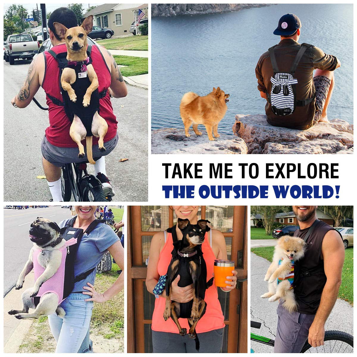 Pawaboo Pet Carrier Backpack， Adjustable Pet Front Cat Dog Carrier Backpack Travel Bag， Legs Out， Easy-Fit for Traveling Hiking Camping for Small Medium Dogs Cats Puppies