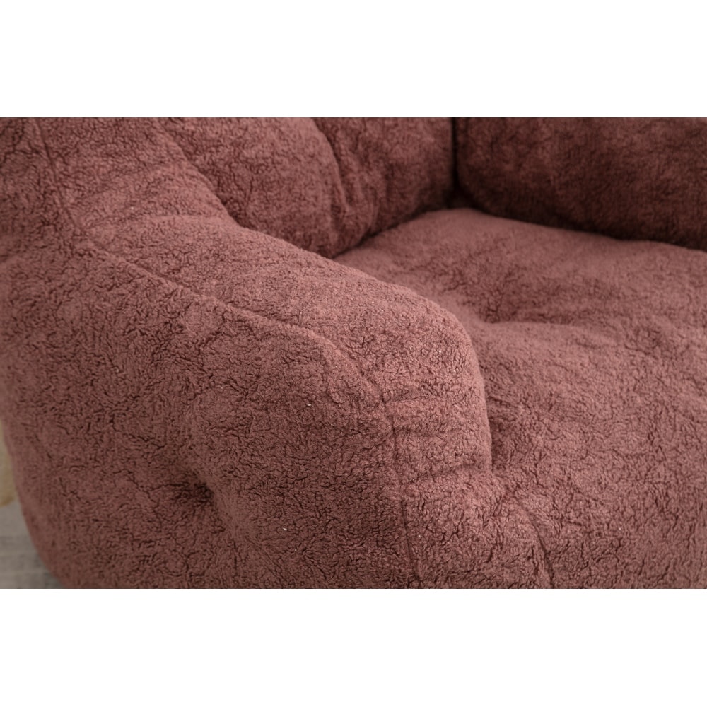 Soft Tufted Foam Bean Bag Chair With Teddy Fabric Bean For Living Room