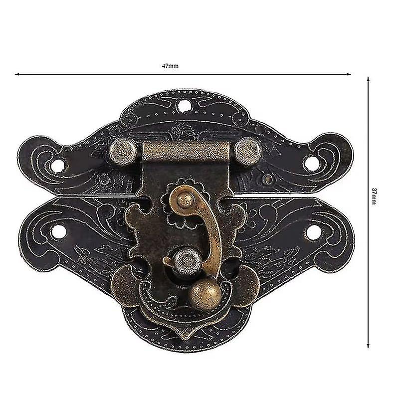 Vintage Latches Antique Embossing Hasp Latch Lock Clasp With Screw For Decorative Cabinet Cupboard Jewelry Box Gift Box Suitcase Or Furniture Bronze