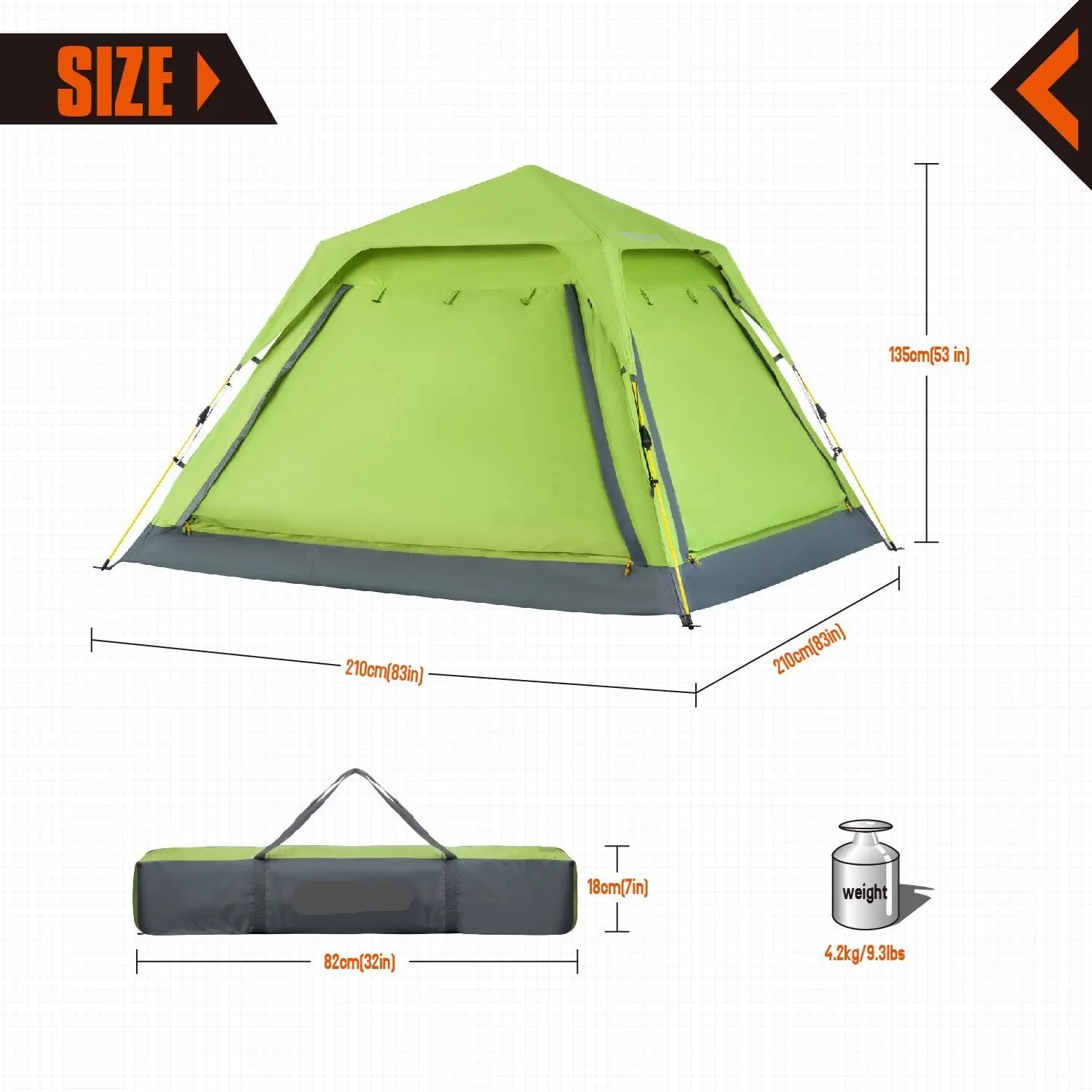 Multifunctional Waterproof 3 Person Family Outdoor Pop up Camping Hiking Tent for Sale