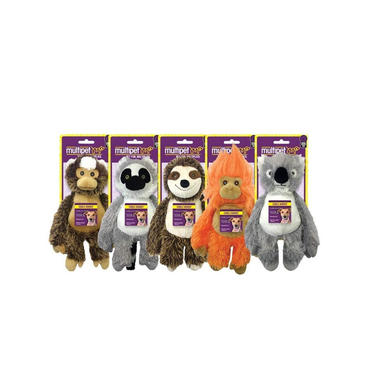 Multipet Assorted 10 Bark Buddies Plush Dog Toys