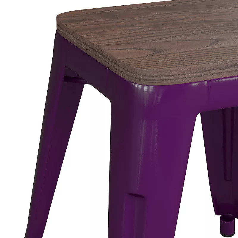 Flash Furniture Kai Purple Backless Table Height Stool 4-piece Set