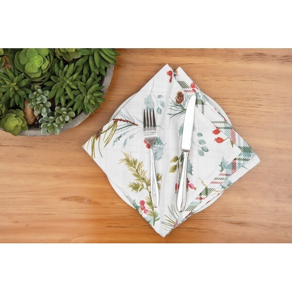 Edith Reversible Holly Botanical Napkin Set of 6