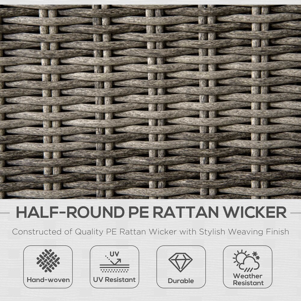 Outsunny 4 Pieces Patio Wicker Sectional Conversation Sets  Outdoor PE Rattan Aluminum Frame Loveseat Furniture